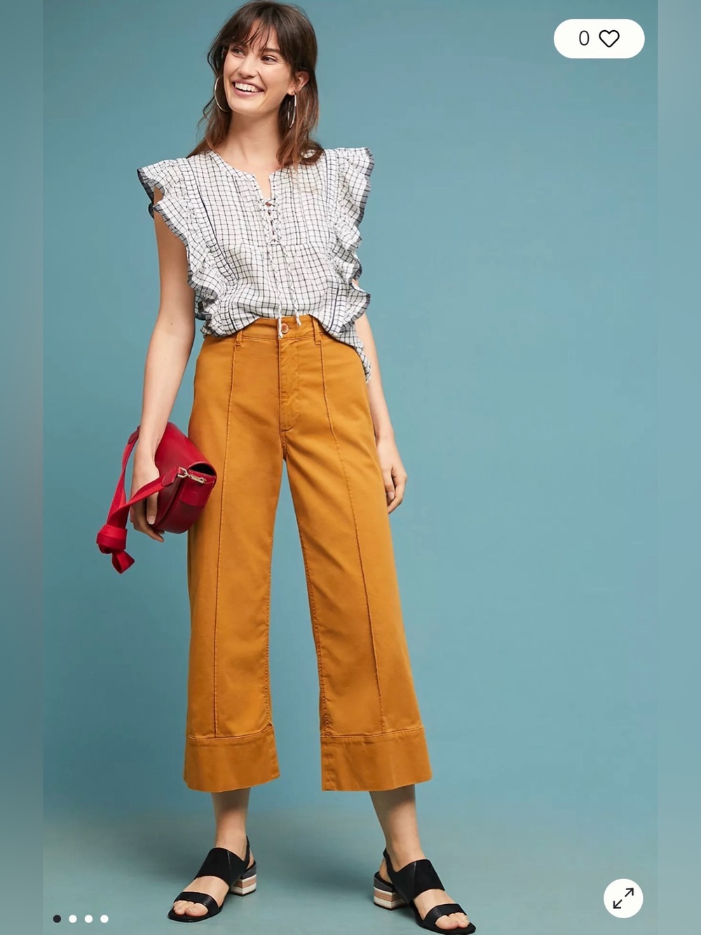 Anthropologie Cropped Wide-Leg Chino Trousers Size 2